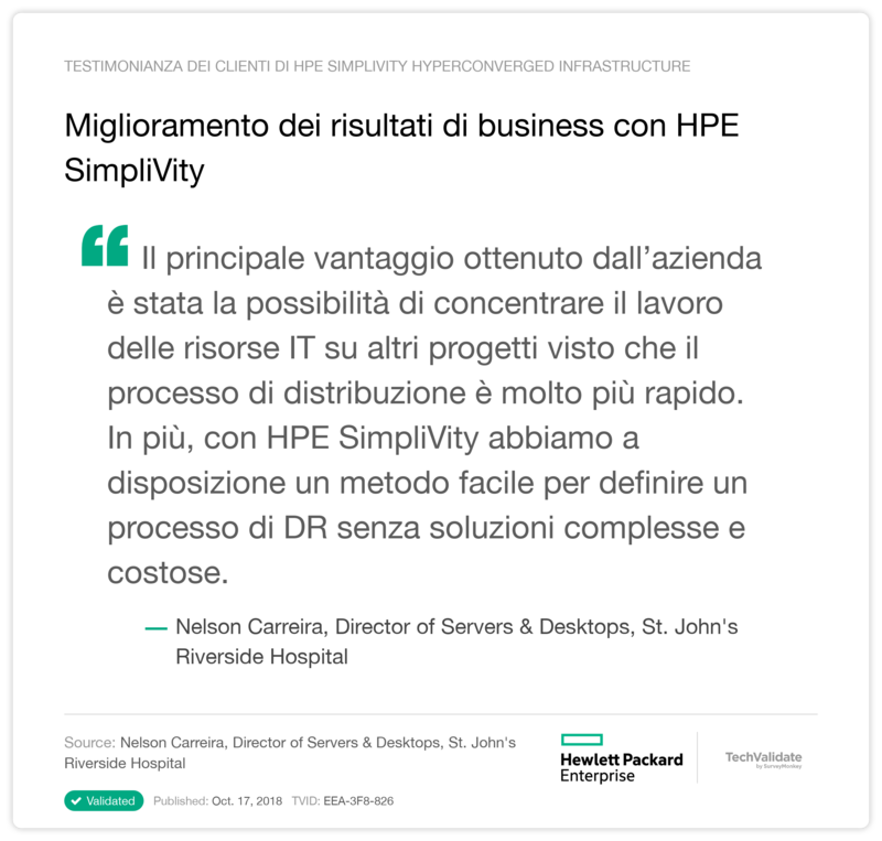 Miglioramento dei risultati di business con HPE SimpliVity