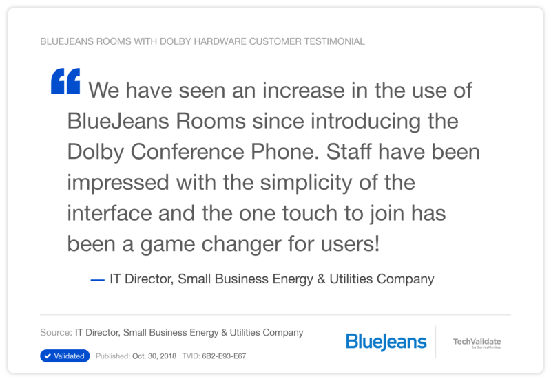 BlueJeans Rooms with Dolby hardware Customer Testimonial