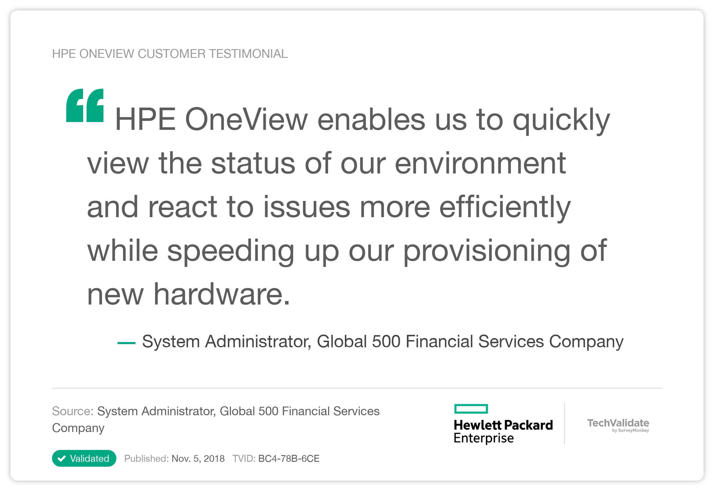HPE OneView Customer Testimonial