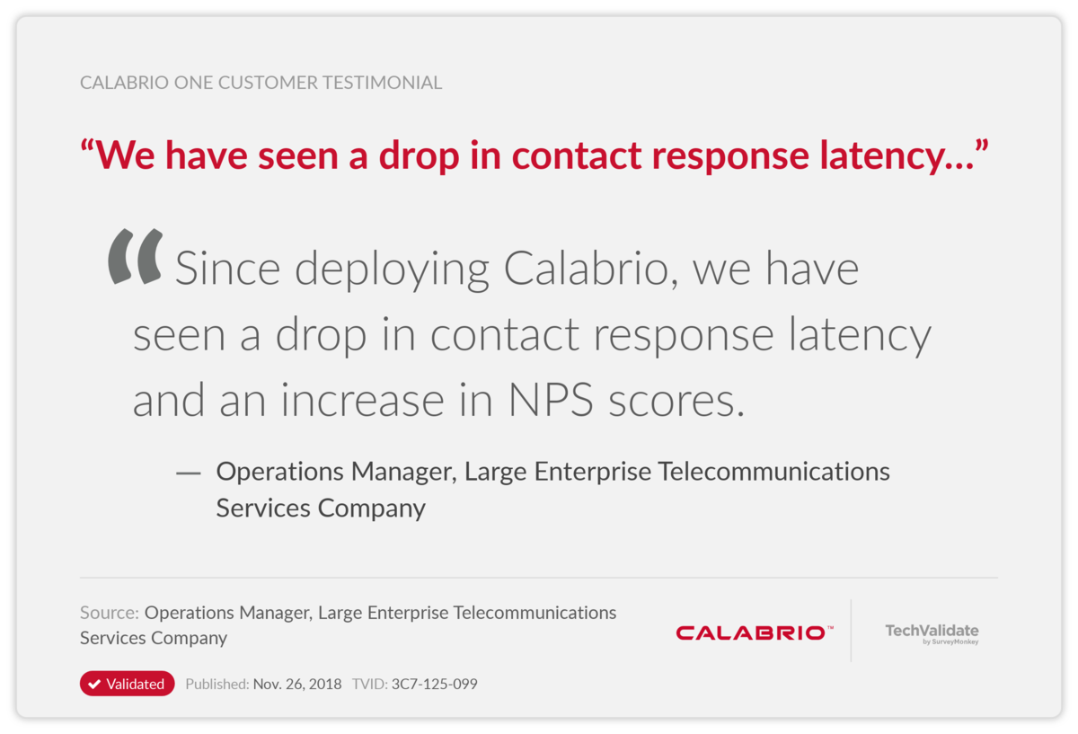 "We have seen a drop in contact response latency..."