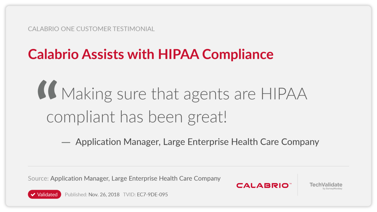 Calabrio Assists with HIPAA Compliance