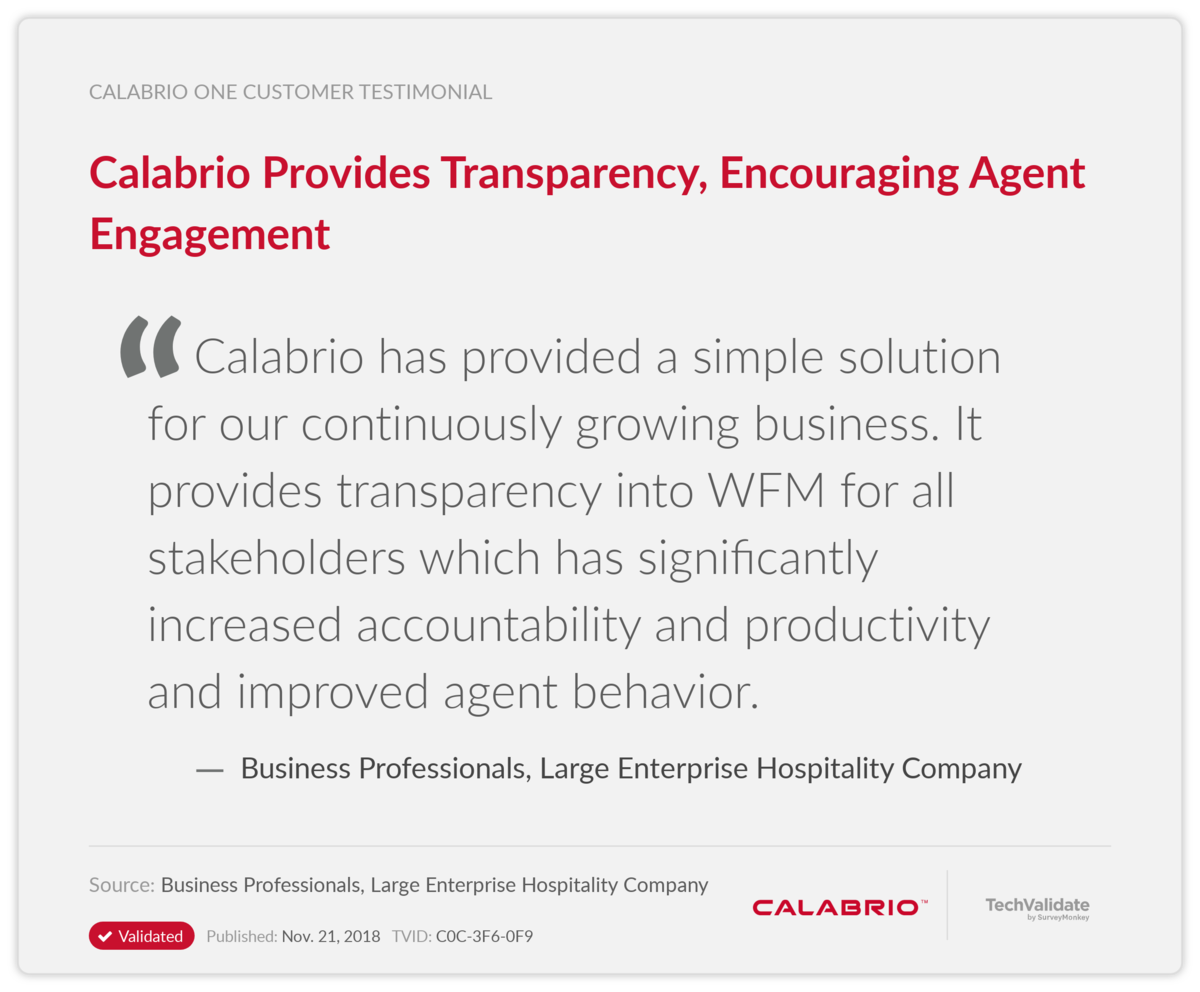 Calabrio Provides Transparency, Encouraging Agent Engagement