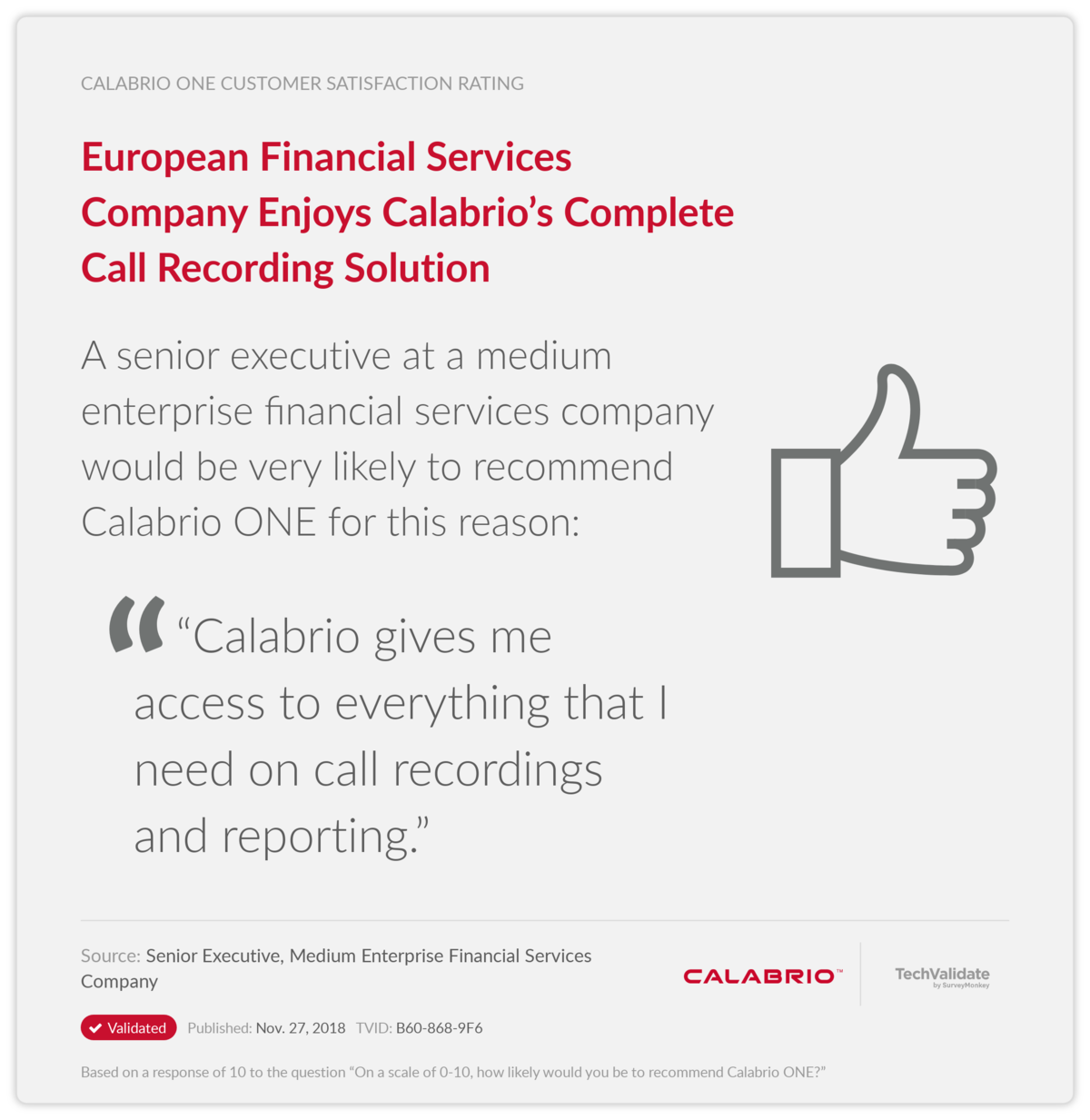 European Financial Services Company Enjoys Calabrio's Complete Call Recording Solution
