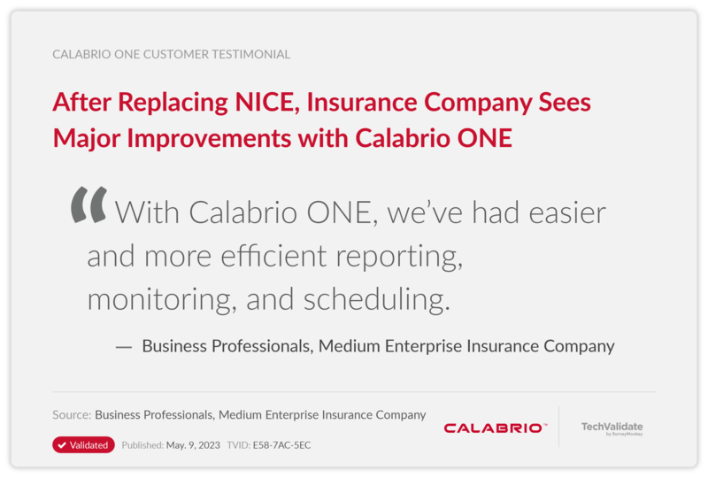 After Replacing NICE, Insurance Company Sees Major Improvements with Calabrio ONE
