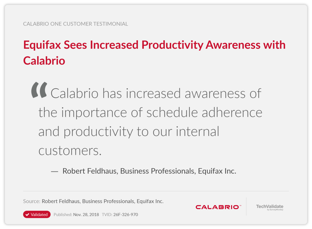 Equifax Sees Increased Productivity Awareness with Calabrio